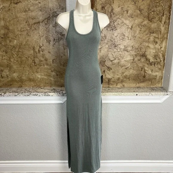 Lulus Ribbed Knit Maxi Dress Size XS Relaxed but Not Least Sleeveless Green NWT - Picture 1 of 9